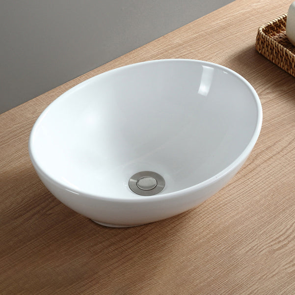 Modern Bathroom Sink Pop-Up Drain Porcelain Round Vessel Sink 13"L x 10"W x 5"H Clearhalo 'Bathroom Remodel & Bathroom Fixtures' 'Bathroom Sinks & Faucet Components' 'Bathroom Sinks' 'bathroom_sink' 'Home Improvement' 'home_improvement' 'home_improvement_bathroom_sink' 6508740