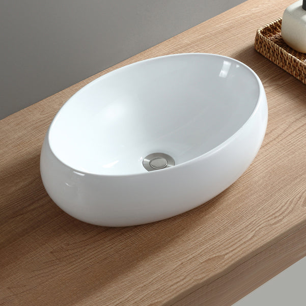 Modern Bathroom Sink Pop-Up Drain Porcelain Round Vessel Sink 19"L x 13"W x 6"H Clearhalo 'Bathroom Remodel & Bathroom Fixtures' 'Bathroom Sinks & Faucet Components' 'Bathroom Sinks' 'bathroom_sink' 'Home Improvement' 'home_improvement' 'home_improvement_bathroom_sink' 6508744