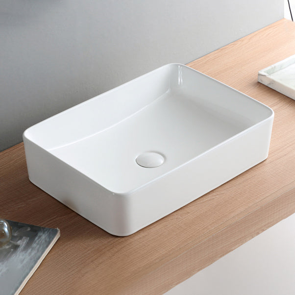 Modern Bathroom Sink Pop-Up Drain Porcelain Round Vessel Sink 19"L x 13"W x 5"H Clearhalo 'Bathroom Remodel & Bathroom Fixtures' 'Bathroom Sinks & Faucet Components' 'Bathroom Sinks' 'bathroom_sink' 'Home Improvement' 'home_improvement' 'home_improvement_bathroom_sink' 6508745