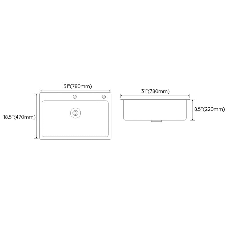 White Rectangle Kitchen Sink 2 Holes Drop-In Contemporary Sink Clearhalo 'Home Improvement' 'home_improvement' 'home_improvement_kitchen_sinks' 'Kitchen Remodel & Kitchen Fixtures' 'Kitchen Sinks & Faucet Components' 'Kitchen Sinks' 'kitchen_sinks' 6510593