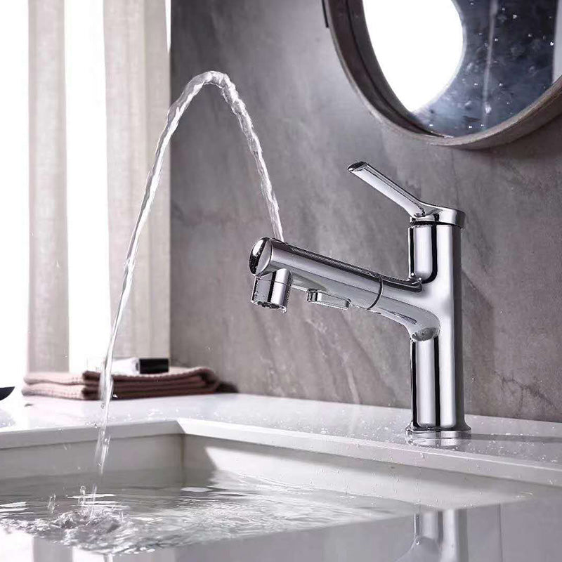 Contemporary Sink Faucet Plian Low Arc Centerset Bathroom Faucet Silver Clearhalo 'Bathroom Remodel & Bathroom Fixtures' 'Bathroom Sink Faucets' 'Bathroom Sinks & Faucet Components' 'bathroom_sink_faucets' 'Home Improvement' 'home_improvement' 'home_improvement_bathroom_sink_faucets' 6510706