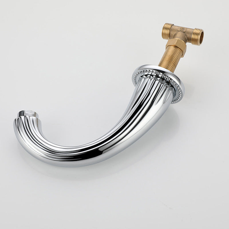 Glam Centerset Faucet Brass 2 Knob Handles 3 Holes Low Arc Bathroom Sink Faucet Clearhalo 'Bathroom Remodel & Bathroom Fixtures' 'Bathroom Sink Faucets' 'Bathroom Sinks & Faucet Components' 'bathroom_sink_faucets' 'Home Improvement' 'home_improvement' 'home_improvement_bathroom_sink_faucets' 6510741