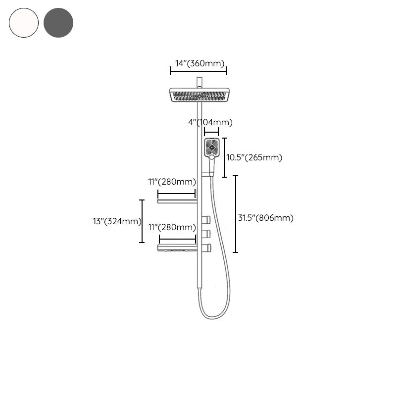 Modern Shower System Brass Thermostatic Handheld Shower Head Wall Mounted Shower Trim Clearhalo 'Bathroom Remodel & Bathroom Fixtures' 'Home Improvement' 'home_improvement' 'home_improvement_shower_faucets' 'Shower Faucets & Systems' 'shower_faucets' 'Showers & Bathtubs Plumbing' 'Showers & Bathtubs' 6510882