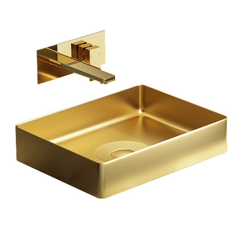 Modern Vessel Sink Metal Rectangular with Pop-Up Drain Vessel Bathroom Sink Clearhalo 'Bathroom Remodel & Bathroom Fixtures' 'Bathroom Sinks & Faucet Components' 'Bathroom Sinks' 'bathroom_sink' 'Home Improvement' 'home_improvement' 'home_improvement_bathroom_sink' 6511268