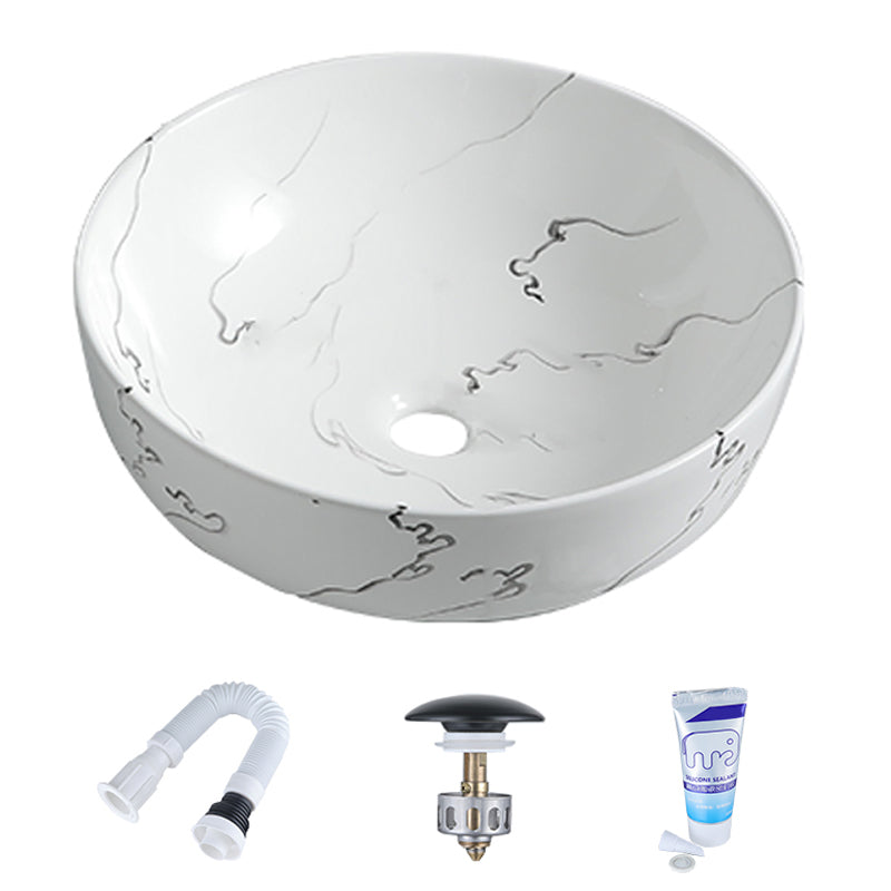 Modern Porcelain Trough Sink Oval-shape Trough Bathroom Sink 16.3"L x 16.3"W x 5.3"H Tap Hole not Included Sink Clearhalo 'Bathroom Remodel & Bathroom Fixtures' 'Bathroom Sinks & Faucet Components' 'Bathroom Sinks' 'bathroom_sink' 'Home Improvement' 'home_improvement' 'home_improvement_bathroom_sink' 6511290