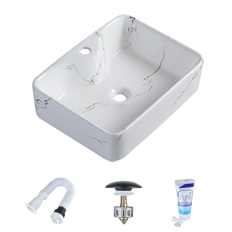 Modern Porcelain Trough Sink Oval-shape Trough Bathroom Sink 18.9"L x 14.6"W x 5.5"H Tap Hole Included Sink Clearhalo 'Bathroom Remodel & Bathroom Fixtures' 'Bathroom Sinks & Faucet Components' 'Bathroom Sinks' 'bathroom_sink' 'Home Improvement' 'home_improvement' 'home_improvement_bathroom_sink' 6511306