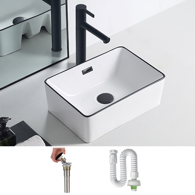 Modern Porcelain Trough Sink Rectangular Trough Bathroom Sink 17"L x 12"W x 6"H Bright White Sink Clearhalo 'Bathroom Remodel & Bathroom Fixtures' 'Bathroom Sinks & Faucet Components' 'Bathroom Sinks' 'bathroom_sink' 'Home Improvement' 'home_improvement' 'home_improvement_bathroom_sink' 6511333