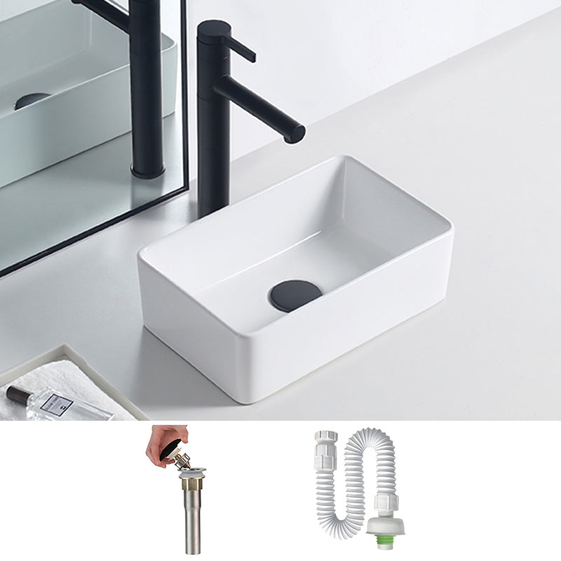 Modern Porcelain Trough Sink Rectangular Trough Bathroom Sink 14"L x 9"W x 5"H White Sink Clearhalo 'Bathroom Remodel & Bathroom Fixtures' 'Bathroom Sinks & Faucet Components' 'Bathroom Sinks' 'bathroom_sink' 'Home Improvement' 'home_improvement' 'home_improvement_bathroom_sink' 6511342