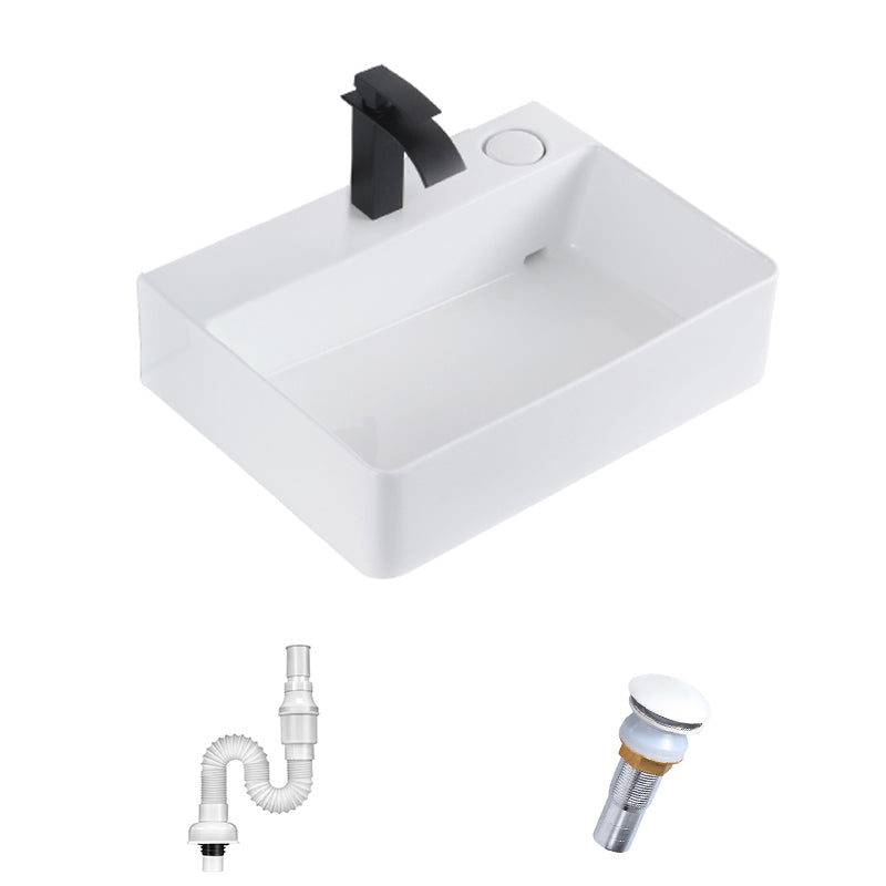 Contemporary Bathroom Sink Single Faucet Hole Porcelain Rectangular Vessel Bathroom Sink 23.6"L x 17.7"W x 6.3"H Sink Clearhalo 'Bathroom Remodel & Bathroom Fixtures' 'Bathroom Sinks & Faucet Components' 'Bathroom Sinks' 'bathroom_sink' 'Home Improvement' 'home_improvement' 'home_improvement_bathroom_sink' 6511373