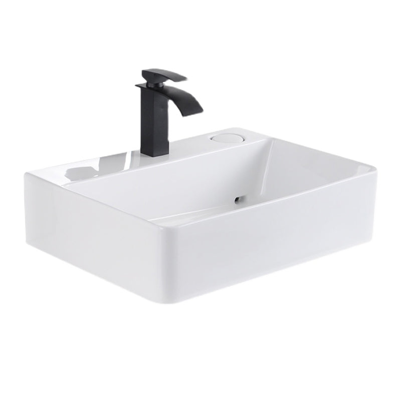 Contemporary Bathroom Sink Single Faucet Hole Porcelain Rectangular Vessel Bathroom Sink Clearhalo 'Bathroom Remodel & Bathroom Fixtures' 'Bathroom Sinks & Faucet Components' 'Bathroom Sinks' 'bathroom_sink' 'Home Improvement' 'home_improvement' 'home_improvement_bathroom_sink' 6511379