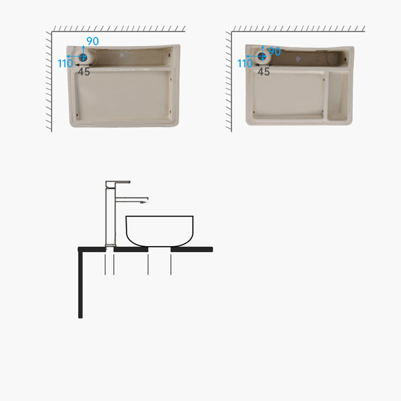 Contemporary Bathroom Sink Single Faucet Hole Porcelain Rectangular Vessel Bathroom Sink Clearhalo 'Bathroom Remodel & Bathroom Fixtures' 'Bathroom Sinks & Faucet Components' 'Bathroom Sinks' 'bathroom_sink' 'Home Improvement' 'home_improvement' 'home_improvement_bathroom_sink' 6511384