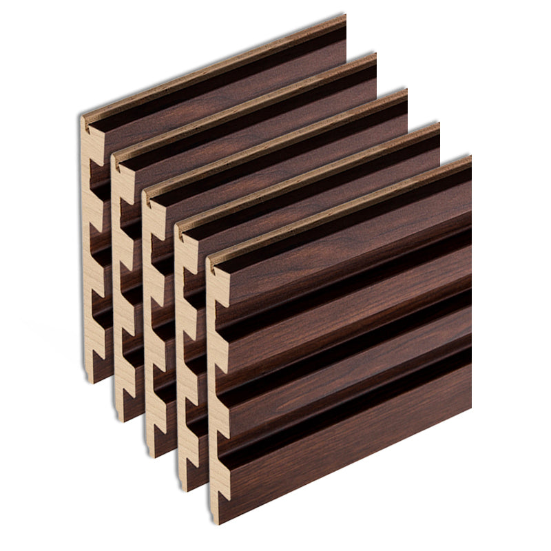 Modern Wall Panel Solid Color Nail Soundproof Living Room Wood Planks (12-Pack) Dark Walnut Clearhalo 'Flooring 'Home Improvement' 'home_improvement' 'home_improvement_wall_paneling' 'Wall Paneling' 'wall_paneling' 'Walls & Ceilings' Walls and Ceiling' 6511633