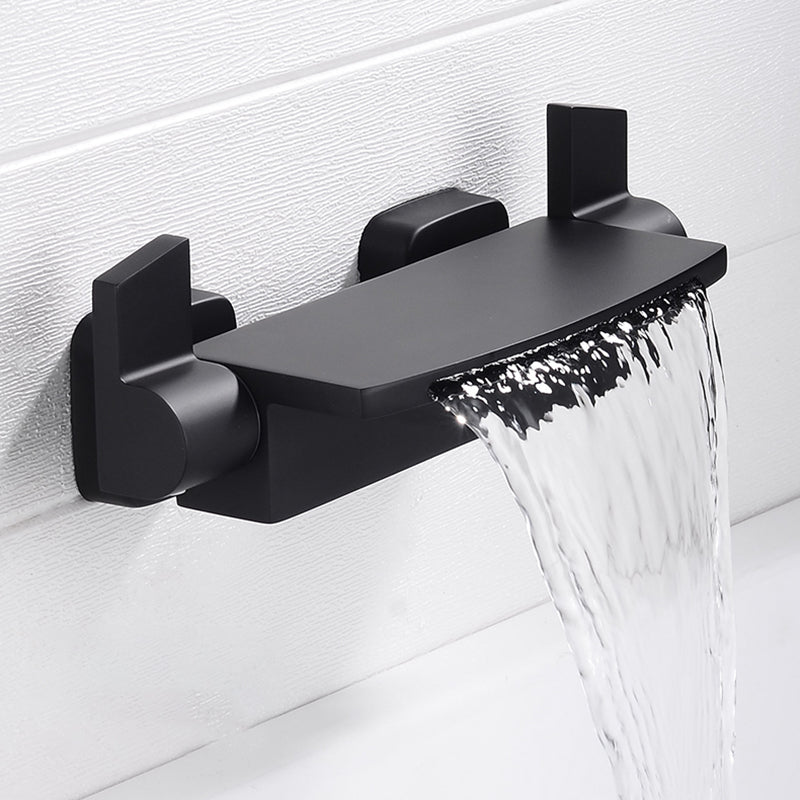 Tub Spout Bathroom Waterfall Wall Mounted Storage Shelf Bathroom Faucet Black Hand Shower Not Included Risers Not Included Clearhalo 'Bathroom Remodel & Bathroom Fixtures' 'Bathtub Faucets' 'bathtub_faucets' 'Home Improvement' 'home_improvement' 'home_improvement_bathtub_faucets' 6511987