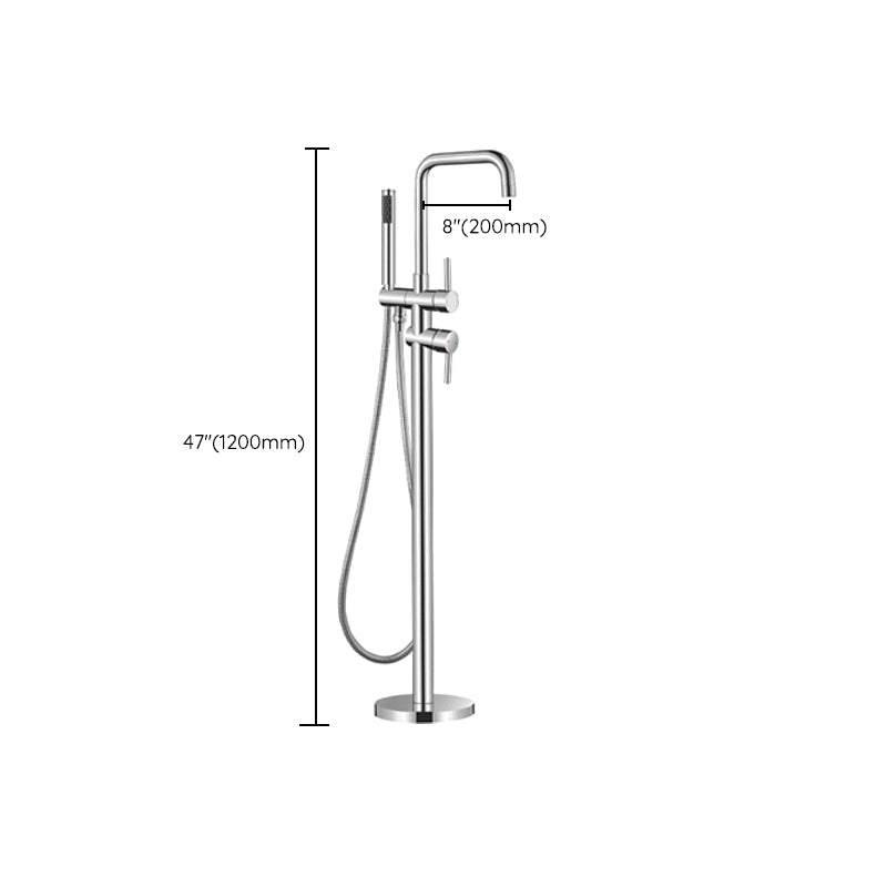 Floor Mounted Metal Freestanding Tub Filler Single Handle Freestanding Faucet Clearhalo 'Bathroom Remodel & Bathroom Fixtures' 'Bathtub Faucets' 'bathtub_faucets' 'Home Improvement' 'home_improvement' 'home_improvement_bathtub_faucets' 6512052