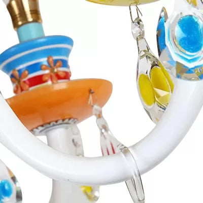 Modern Candle Chandelier Glass Multi-Head Colorful Pendant Light for Kindergarten Clearhalo 'Ceiling Lights' 'Chandeliers' Lighting' options 65167