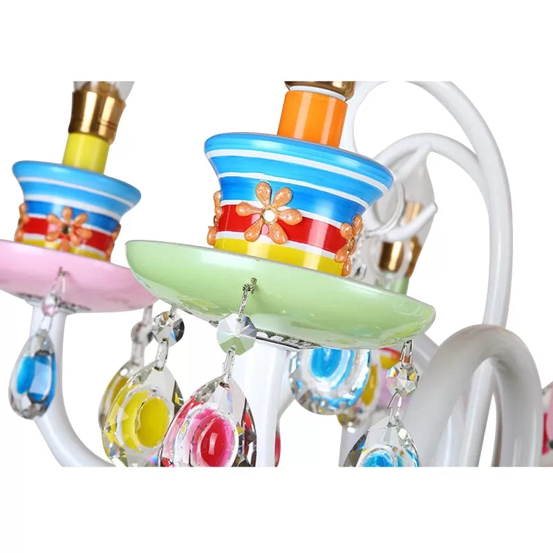 Modern Candle Chandelier Glass Multi-Head Colorful Pendant Light for Kindergarten Clearhalo 'Ceiling Lights' 'Chandeliers' Lighting' options 65170