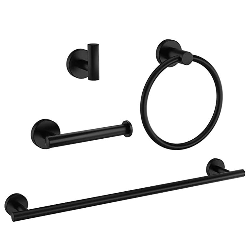 Traditional Bathroom Hardware Accessory Kit Towel Ring/Robe Hooks/ Towel Bar Black 4-Piece Set (Towel Bar) Clearhalo 'Bathroom Hardware Sets' 'Bathroom Hardware' 'Bathroom Remodel & Bathroom Fixtures' 'bathroom_hardware_sets' 'Home Improvement' 'home_improvement' 'home_improvement_bathroom_hardware_sets' 6524185