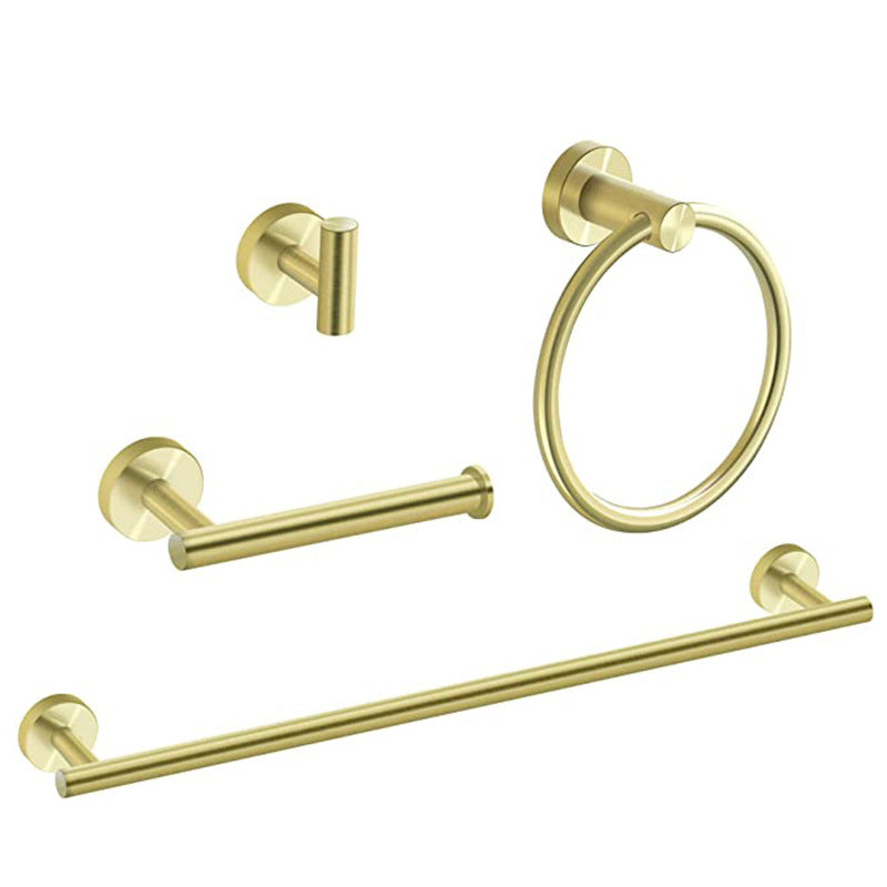 Traditional Bathroom Hardware Accessory Kit Towel Ring/Robe Hooks/ Towel Bar Gold 4-Piece Set (Towel Bar) Clearhalo 'Bathroom Hardware Sets' 'Bathroom Hardware' 'Bathroom Remodel & Bathroom Fixtures' 'bathroom_hardware_sets' 'Home Improvement' 'home_improvement' 'home_improvement_bathroom_hardware_sets' 6524189