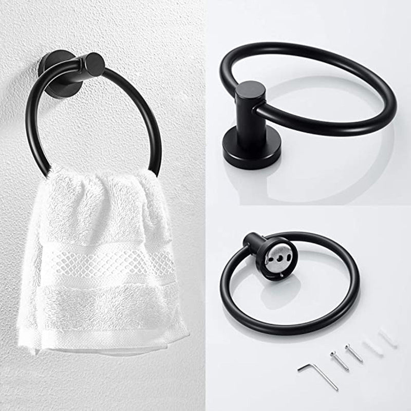 Traditional 2- Piece Bathroom Hardware Set Towel Ring/ Paper Holder Clearhalo 'Bathroom Hardware Sets' 'Bathroom Hardware' 'Bathroom Remodel & Bathroom Fixtures' 'bathroom_hardware_sets' 'Home Improvement' 'home_improvement' 'home_improvement_bathroom_hardware_sets' 6524203