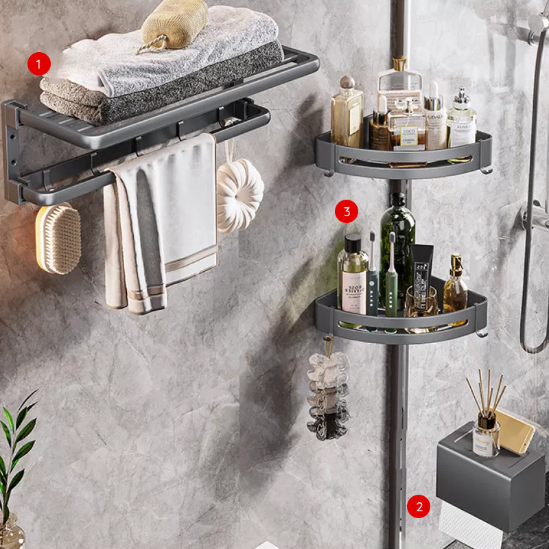 Modern Bathroom Accessories Hardware Set Grey Towel Bar Bath Shelf Bath Hardware Set 4-Piece Set (Toilet Paper Holder) Clearhalo 'Bathroom Hardware Sets' 'Bathroom Hardware' 'Bathroom Remodel & Bathroom Fixtures' 'bathroom_hardware_sets' 'Home Improvement' 'home_improvement' 'home_improvement_bathroom_hardware_sets' 6524215