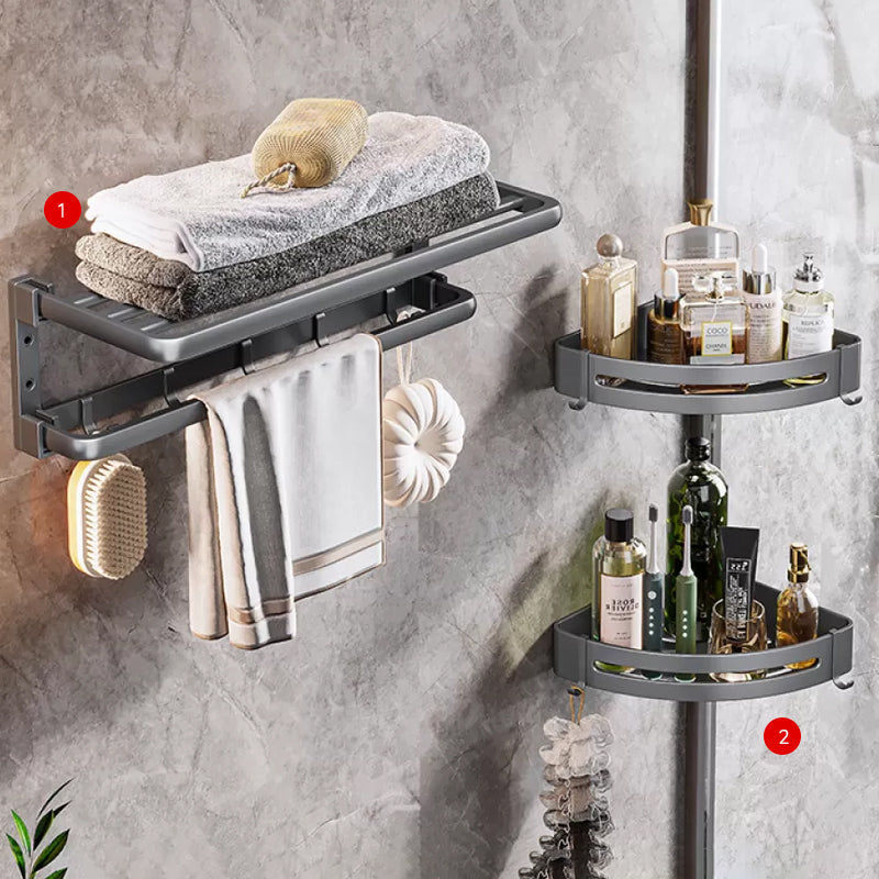 Modern Bathroom Accessories Hardware Set Grey Towel Bar Bath Shelf Bath Hardware Set 3-Piece Set (Triangle Bath Shelf) Clearhalo 'Bathroom Hardware Sets' 'Bathroom Hardware' 'Bathroom Remodel & Bathroom Fixtures' 'bathroom_hardware_sets' 'Home Improvement' 'home_improvement' 'home_improvement_bathroom_hardware_sets' 6524217