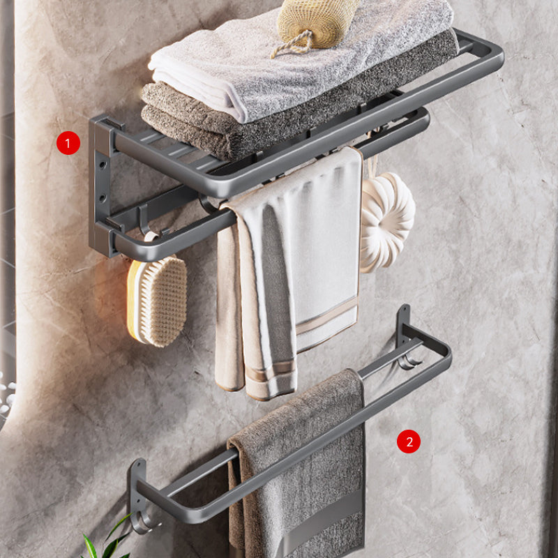 Modern Bathroom Accessories Hardware Set Grey Towel Bar Bath Shelf Bath Hardware Set Towel Rack with Towel Bar Clearhalo 'Bathroom Hardware Sets' 'Bathroom Hardware' 'Bathroom Remodel & Bathroom Fixtures' 'bathroom_hardware_sets' 'Home Improvement' 'home_improvement' 'home_improvement_bathroom_hardware_sets' 6524228