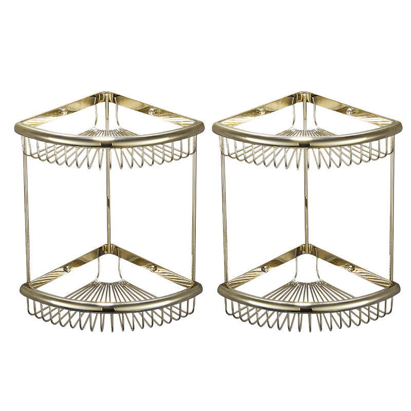 Traditional Brass Bath Hardware Set Bath Shelf Bathroom Accessory Set Gold 2 Piece Set Bath Shelf (Double Layers) Clearhalo 'Bathroom Hardware Sets' 'Bathroom Hardware' 'Bathroom Remodel & Bathroom Fixtures' 'bathroom_hardware_sets' 'Home Improvement' 'home_improvement' 'home_improvement_bathroom_hardware_sets' 6524265