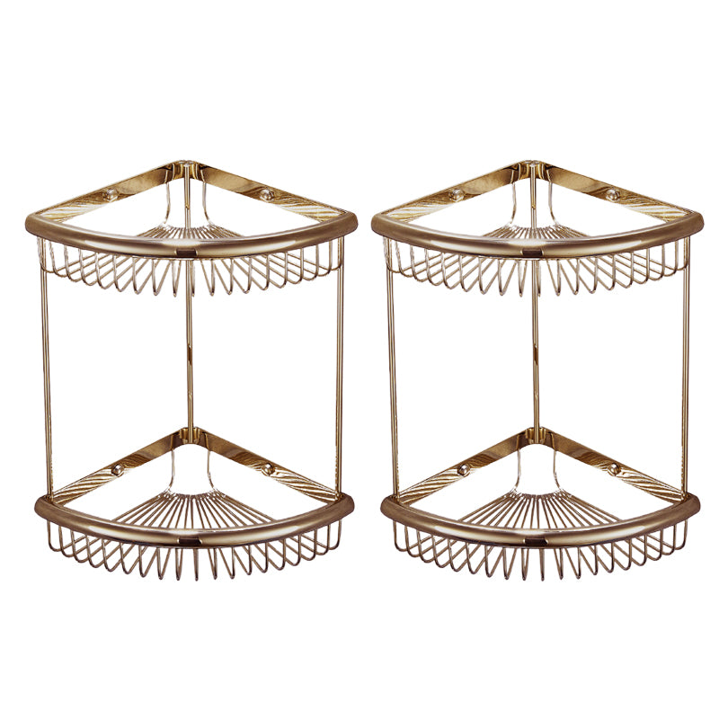 Traditional Brass Bath Hardware Set Bath Shelf Bathroom Accessory Set Rose Gold 2 Piece Set Bath Shelf (Double Layers) Clearhalo 'Bathroom Hardware Sets' 'Bathroom Hardware' 'Bathroom Remodel & Bathroom Fixtures' 'bathroom_hardware_sets' 'Home Improvement' 'home_improvement' 'home_improvement_bathroom_hardware_sets' 6524268