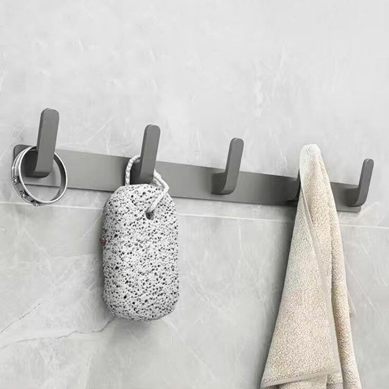 Matte Gray Bathroom Accessory Set Bath Shelf/Towel Bar & Paper Holder Included Row Hook (5 Rows) Clearhalo 'Bathroom Hardware Sets' 'Bathroom Hardware' 'Bathroom Remodel & Bathroom Fixtures' 'bathroom_hardware_sets' 'Home Improvement' 'home_improvement' 'home_improvement_bathroom_hardware_sets' 6524283