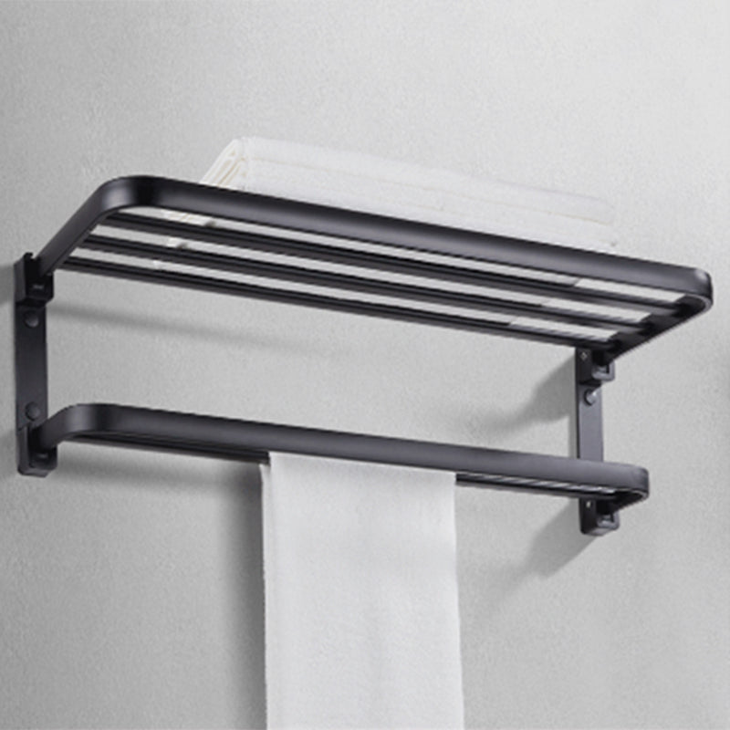 Modern Bathroom Accessory Set Matte Black/Gray Bath Shelf/Towel Bar & Paper Holder Clearhalo 'Bathroom Hardware Sets' 'Bathroom Hardware' 'Bathroom Remodel & Bathroom Fixtures' 'bathroom_hardware_sets' 'Home Improvement' 'home_improvement' 'home_improvement_bathroom_hardware_sets' 6524321