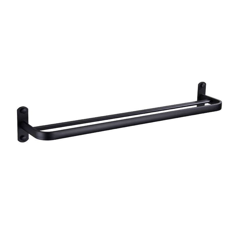 Modern Bathroom Accessory Set Matte Black/Gray Bath Shelf/Towel Bar & Paper Holder Black Towel Bar (Double Rods) Clearhalo 'Bathroom Hardware Sets' 'Bathroom Hardware' 'Bathroom Remodel & Bathroom Fixtures' 'bathroom_hardware_sets' 'Home Improvement' 'home_improvement' 'home_improvement_bathroom_hardware_sets' 6524325