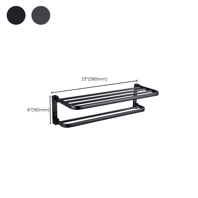 Modern Bathroom Accessory Set Matte Black/Gray Bath Shelf/Towel Bar & Paper Holder Clearhalo 'Bathroom Hardware Sets' 'Bathroom Hardware' 'Bathroom Remodel & Bathroom Fixtures' 'bathroom_hardware_sets' 'Home Improvement' 'home_improvement' 'home_improvement_bathroom_hardware_sets' 6524329