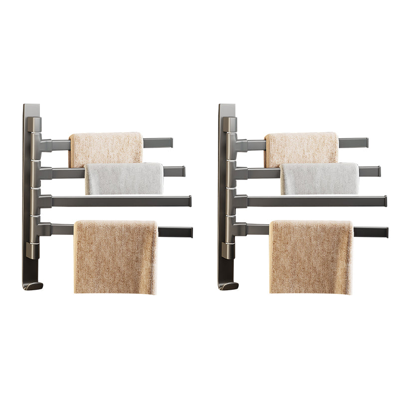 Contemporary Gray Bathroom Accessory Set Aluminum Towel Bar 2 Piece Set Four Hangers Clearhalo 'Bathroom Hardware Sets' 'Bathroom Hardware' 'Bathroom Remodel & Bathroom Fixtures' 'bathroom_hardware_sets' 'Home Improvement' 'home_improvement' 'home_improvement_bathroom_hardware_sets' 6524338