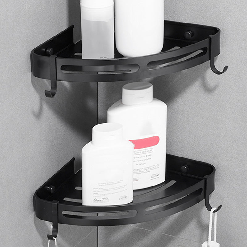 Modern Aluminum Bathroom Accessory Set Black/ Sliver Bath Shelf Black 2 Piece Set Clearhalo 'Bathroom Hardware Sets' 'Bathroom Hardware' 'Bathroom Remodel & Bathroom Fixtures' 'bathroom_hardware_sets' 'Home Improvement' 'home_improvement' 'home_improvement_bathroom_hardware_sets' 6524351