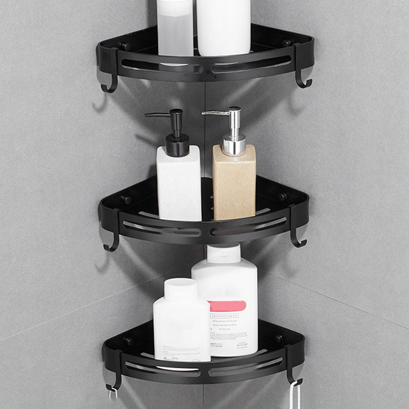 Modern Aluminum Bathroom Accessory Set Black/ Sliver Bath Shelf Black 3 Piece Set Clearhalo 'Bathroom Hardware Sets' 'Bathroom Hardware' 'Bathroom Remodel & Bathroom Fixtures' 'bathroom_hardware_sets' 'Home Improvement' 'home_improvement' 'home_improvement_bathroom_hardware_sets' 6524354