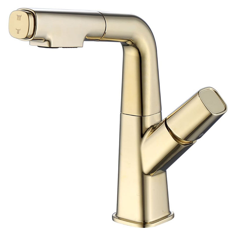 Modern Vessel Sink Faucet Solid Color Metal Centerset Faucet for Bathroom Dorado Clearhalo 'bathroom_sink_faucets' 'Conjunta de Baño y Conjunta de Grifo' 'Coronamiento de Baño y Dispositivo de Baño' 'Grifo del lavabo del baño' 'Hogar' 'home_improvement' 'home_improvement_bathroom_sink_faucets' 'Mejoras para el hogar' 6527752