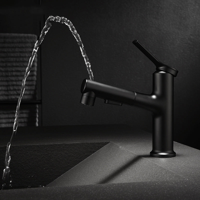 Modern Vessel Sink Faucet Copper Single Handle Low Arc Retractable Vessel Faucet Clearhalo 'Bathroom Remodel & Bathroom Fixtures' 'Bathroom Sink Faucets' 'Bathroom Sinks & Faucet Components' 'bathroom_sink_faucets' 'Conjunta de Baño y Conjunta de Grifo' 'Coronamiento de Baño y Dispositivo de Baño' 'Grifo del lavabo del baño' 'Hogar' 'Home Improvement' 'home_improvement' 'home_improvement_bathroom_sink_faucets' 'Mejoras para el hogar' 6527797