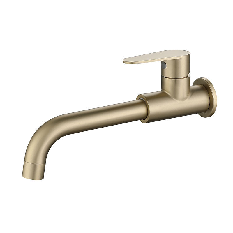 Modern Style Faucet Wall Mounted Single Lever Handle Faucet for Bathroom Gold Clearhalo 'Bathroom Remodel & Bathroom Fixtures' 'Bathroom Sink Faucets' 'Bathroom Sinks & Faucet Components' 'bathroom_sink_faucets' 'Home Improvement' 'home_improvement' 'home_improvement_bathroom_sink_faucets' 6527813
