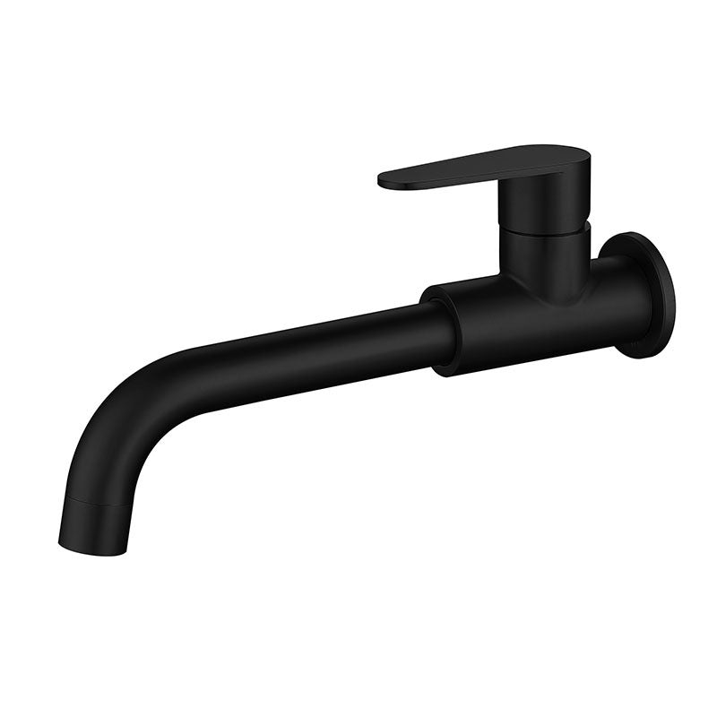 Modern Style Faucet Wall Mounted Single Lever Handle Faucet for Bathroom Black Clearhalo 'Bathroom Remodel & Bathroom Fixtures' 'Bathroom Sink Faucets' 'Bathroom Sinks & Faucet Components' 'bathroom_sink_faucets' 'Home Improvement' 'home_improvement' 'home_improvement_bathroom_sink_faucets' 6527816