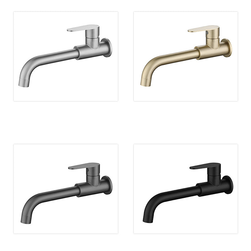 Modern Style Faucet Wall Mounted Single Lever Handle Faucet for Bathroom Clearhalo 'Bathroom Remodel & Bathroom Fixtures' 'Bathroom Sink Faucets' 'Bathroom Sinks & Faucet Components' 'bathroom_sink_faucets' 'Home Improvement' 'home_improvement' 'home_improvement_bathroom_sink_faucets' 6527825