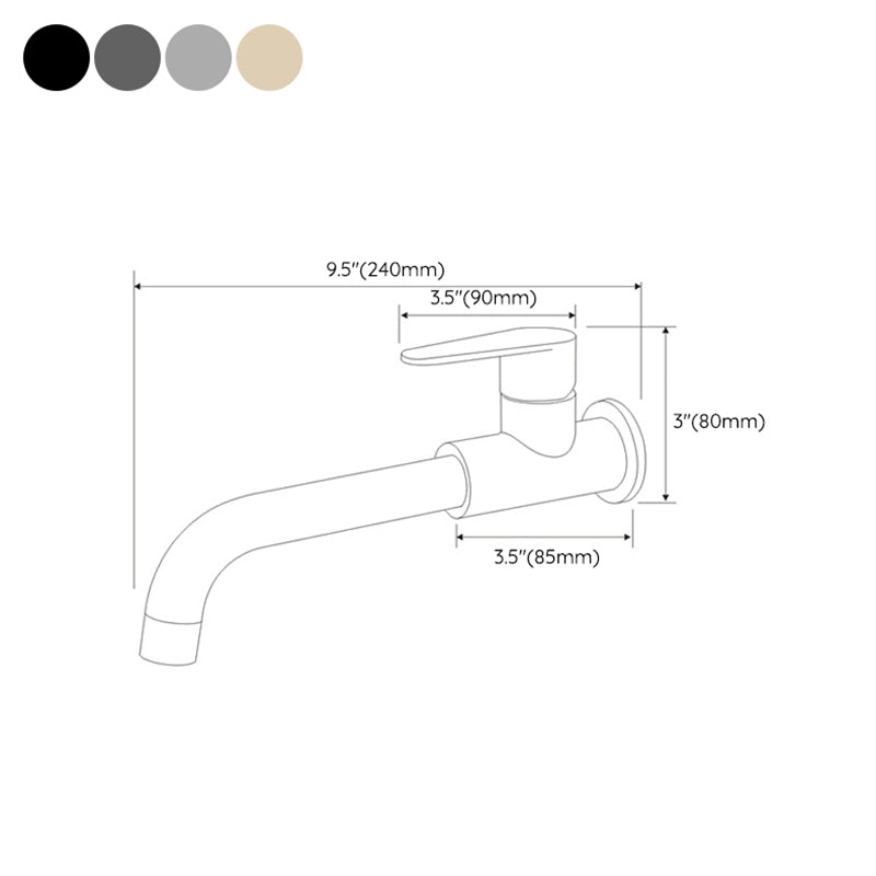 Modern Style Faucet Wall Mounted Single Lever Handle Faucet for Bathroom Clearhalo 'Bathroom Remodel & Bathroom Fixtures' 'Bathroom Sink Faucets' 'Bathroom Sinks & Faucet Components' 'bathroom_sink_faucets' 'Home Improvement' 'home_improvement' 'home_improvement_bathroom_sink_faucets' 6527828