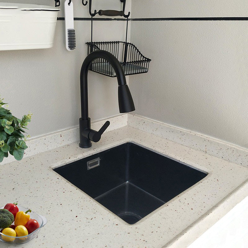 Black Undermount Kitchen Sink Single Bowl Quartz Sink with Faucet Clearhalo 'Home Improvement' 'home_improvement' 'home_improvement_kitchen_sinks' 'Kitchen Remodel & Kitchen Fixtures' 'Kitchen Sinks & Faucet Components' 'Kitchen Sinks' 'kitchen_sinks' 6527943
