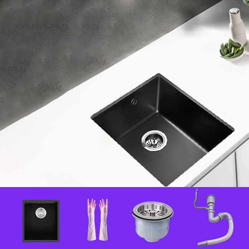 Black Undermount Kitchen Sink Single Bowl Quartz Sink with Faucet 16"L x 18"W x 8"H Sink Only None Clearhalo 'Home Improvement' 'home_improvement' 'home_improvement_kitchen_sinks' 'Kitchen Remodel & Kitchen Fixtures' 'Kitchen Sinks & Faucet Components' 'Kitchen Sinks' 'kitchen_sinks' 6527947