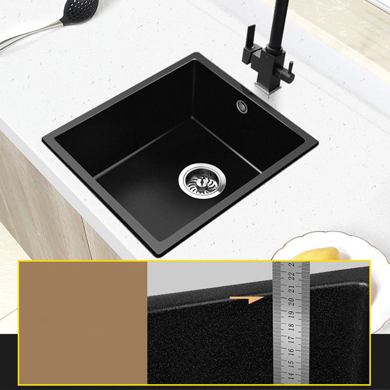 Black Undermount Kitchen Sink Single Bowl Quartz Sink with Faucet Clearhalo 'Home Improvement' 'home_improvement' 'home_improvement_kitchen_sinks' 'Kitchen Remodel & Kitchen Fixtures' 'Kitchen Sinks & Faucet Components' 'Kitchen Sinks' 'kitchen_sinks' 6527952