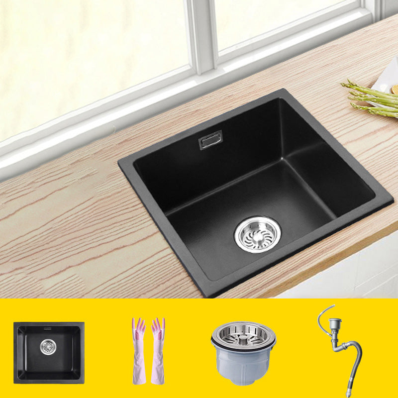 Black Undermount Kitchen Sink Single Bowl Quartz Sink with Faucet 17.7"L x 17.7"W x 8.7"H Sink Only None Clearhalo 'Home Improvement' 'home_improvement' 'home_improvement_kitchen_sinks' 'Kitchen Remodel & Kitchen Fixtures' 'Kitchen Sinks & Faucet Components' 'Kitchen Sinks' 'kitchen_sinks' 6527953