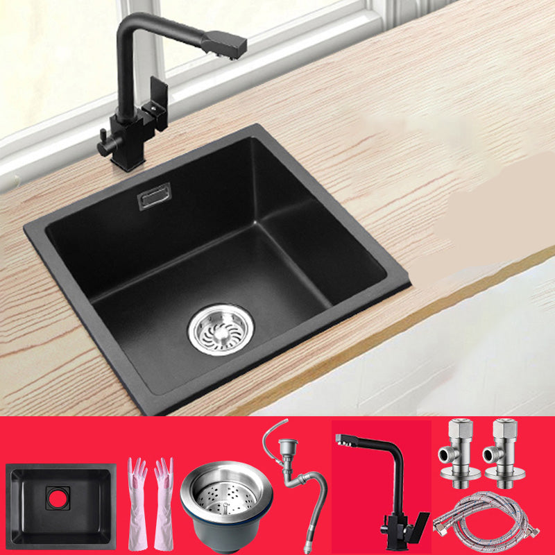 Black Undermount Kitchen Sink Single Bowl Quartz Sink with Faucet 20"L x 16"W x 9"H Sink with Faucet 3-in-1 Purifying Faucet Clearhalo 'Home Improvement' 'home_improvement' 'home_improvement_kitchen_sinks' 'Kitchen Remodel & Kitchen Fixtures' 'Kitchen Sinks & Faucet Components' 'Kitchen Sinks' 'kitchen_sinks' 6527962
