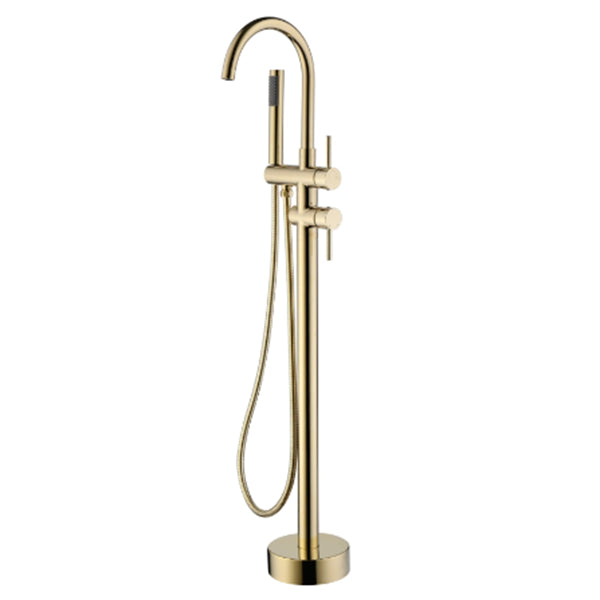 Floor Mounted Freestanding Bathtub Faucet Modern Style Metal Freestanding Faucet Gold Ground Clearhalo 'Bathroom Remodel & Bathroom Fixtures' 'Bathtub Faucets' 'bathtub_faucets' 'Home Improvement' 'home_improvement' 'home_improvement_bathtub_faucets' 6528261