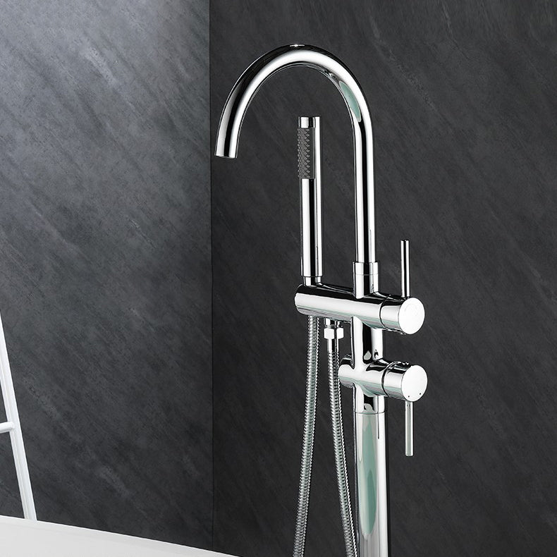 Floor Mounted Freestanding Bathtub Faucet Modern Style Metal Freestanding Faucet Clearhalo 'Bathroom Remodel & Bathroom Fixtures' 'Bathtub Faucets' 'bathtub_faucets' 'Home Improvement' 'home_improvement' 'home_improvement_bathtub_faucets' 6528262