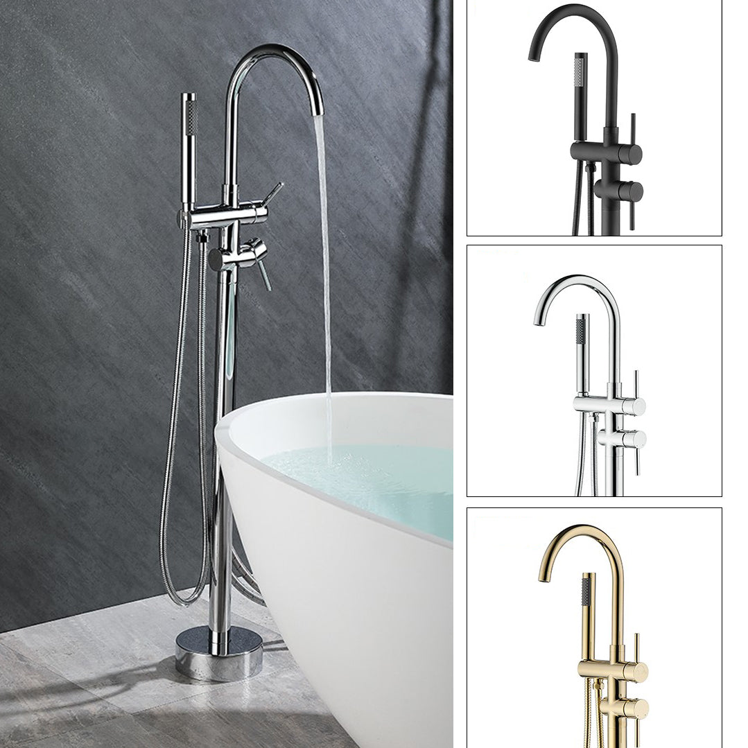 Floor Mounted Freestanding Bathtub Faucet Modern Style Metal Freestanding Faucet Clearhalo 'Bathroom Remodel & Bathroom Fixtures' 'Bathtub Faucets' 'bathtub_faucets' 'Home Improvement' 'home_improvement' 'home_improvement_bathtub_faucets' 6528264