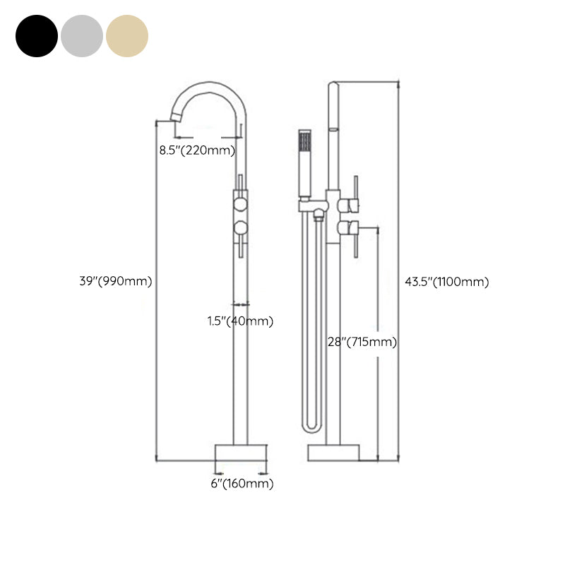 Floor Mounted Freestanding Bathtub Faucet Modern Style Metal Freestanding Faucet Clearhalo 'Bathroom Remodel & Bathroom Fixtures' 'Bathtub Faucets' 'bathtub_faucets' 'Home Improvement' 'home_improvement' 'home_improvement_bathtub_faucets' 6528272